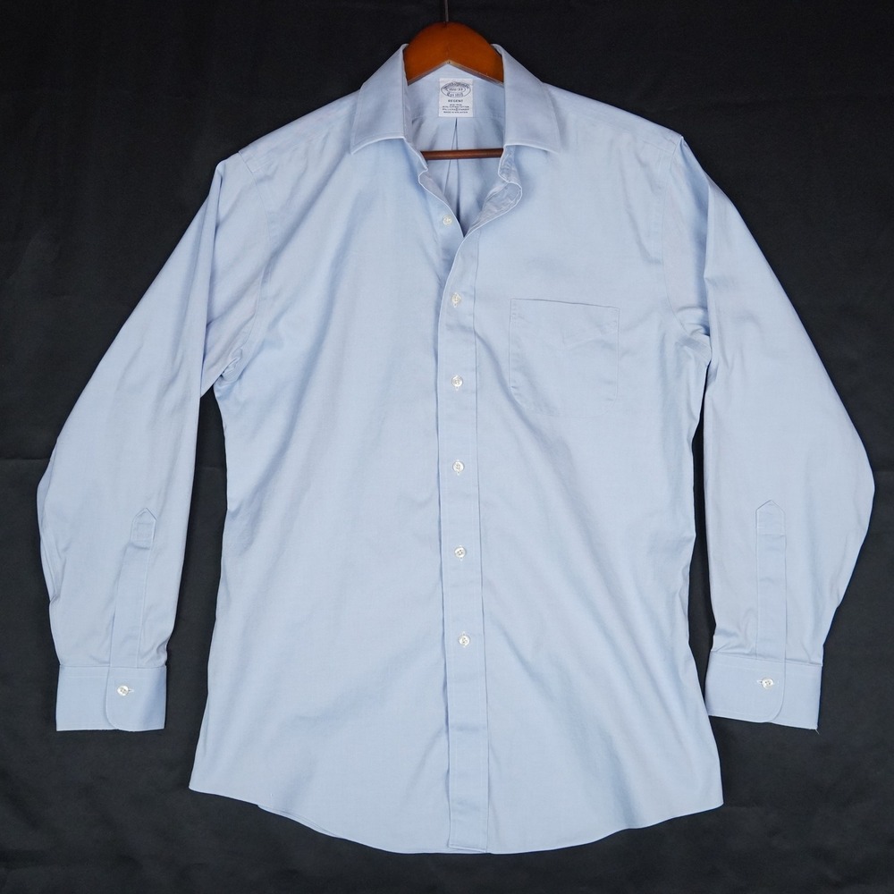Brooks Brothers Dress Shirt Mens 15.5 33 Blue Regent Non-Iron Supima Cotton